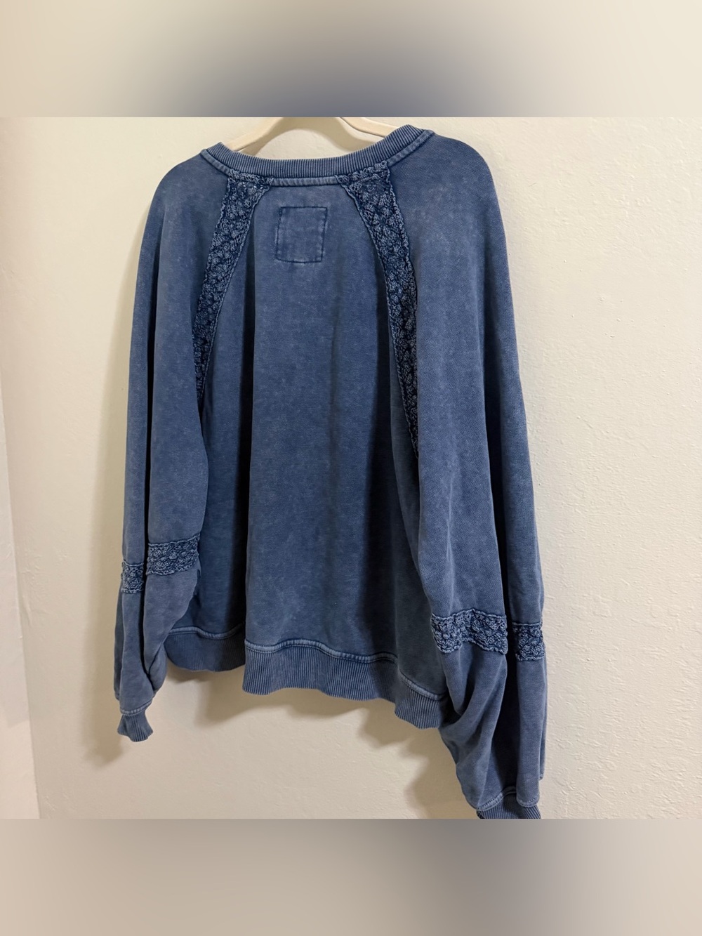 Aerie Hey Crochet Mineral Wash Sweatshirt Large boho Balloon-style sleeves - Picture 11 of 11
